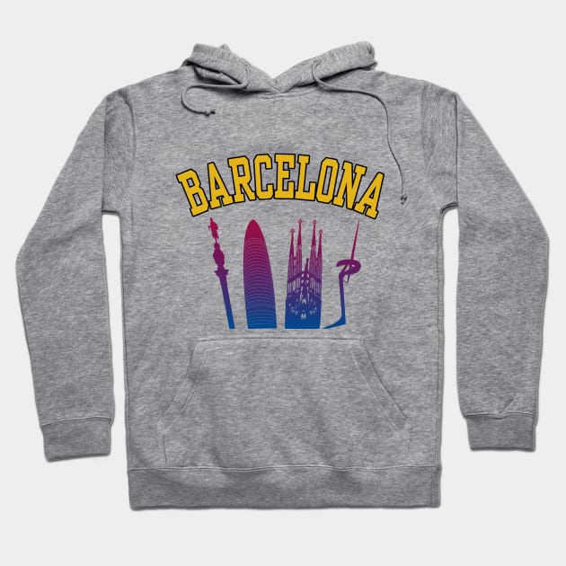 BARCELONA Skyline FC Colors Barcelona Hoodie TeePublic